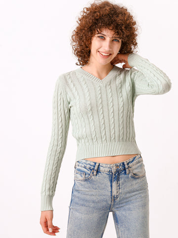 Waythefree V-Neck Cropped Pullover Sweater